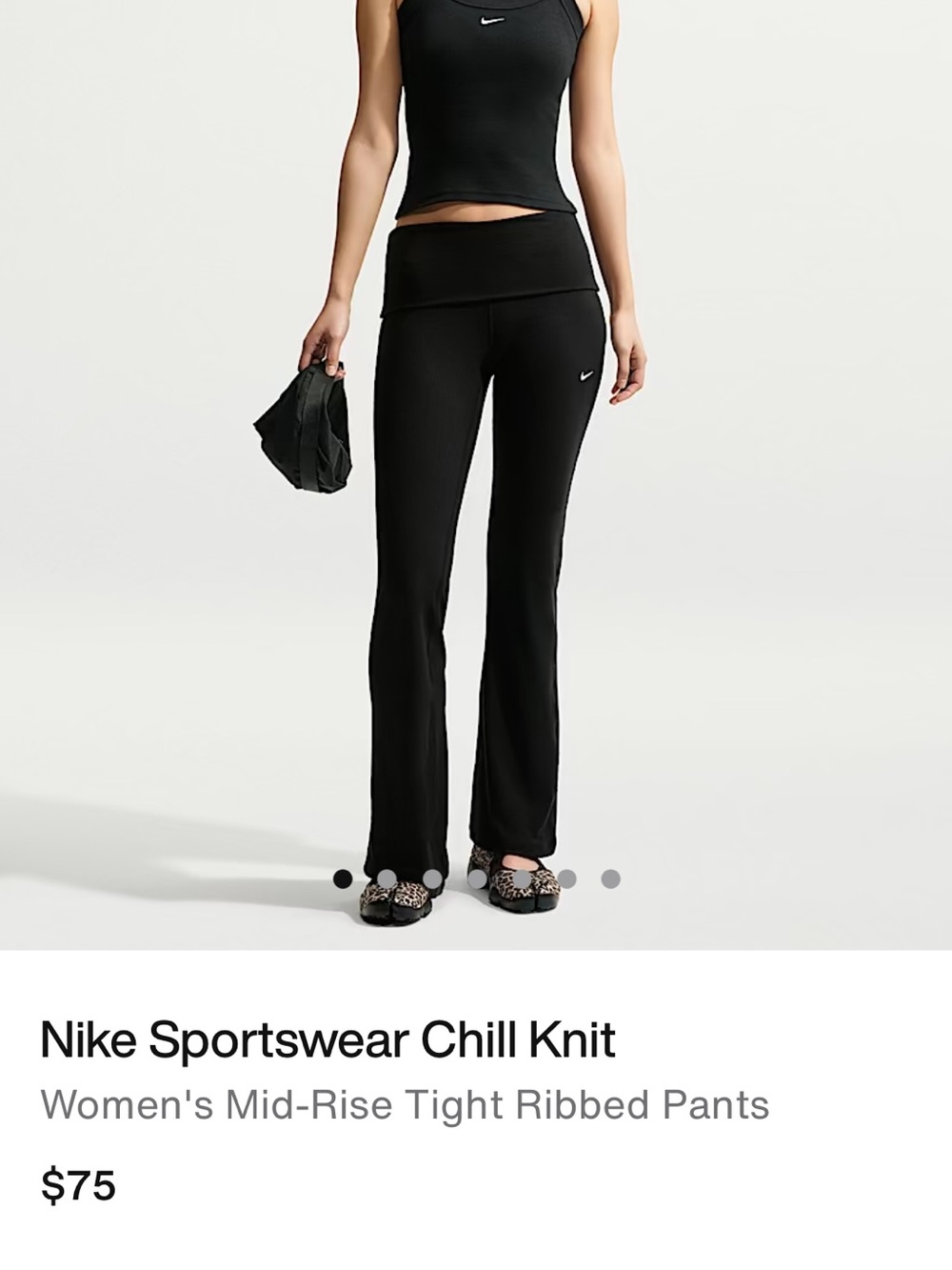 Nike Black Boot‑Flare Mid‑Rise Knit Pants